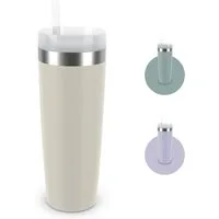 Emsa Isolierflasche Travel Mug Cool³, 3 Deckelpositionen, für gängige Autohalterungen, inkl. Strohhalm