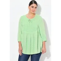 Ulla Popken Tunika Bluse A-Linie Smok-Einsatz farbiges Minimalmuster