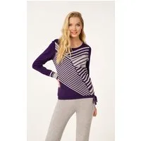 Passioni Strickpullover mit Diagonalstreifenmuster mit Strassdetails