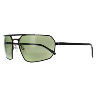 Serengeti Rectangle Herren Glänzend Schwarz Transparent Schicht Mineral Polarisiert 555nm Grün Hinkley