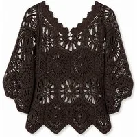 ITALY VIBES Blusenponcho - Häkelshirt - Spitzenshirt - ITALY VIBES - Boho - Oversize ONE SIZE- passend für Größen S - L