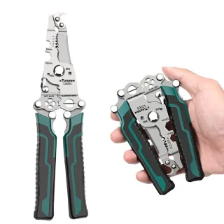 Foldable Wire Stripper Plier Needle Nose Carbon Steel Blade 223mm Ergonomic Handle Black and Green Multipurpose Electric