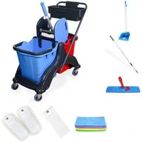 Hypafol Putzwagen, (SET, 2x Eimer, Mopp-Presse, 3x Wisch-Möppe, Mikrofasertücher, Kehrgarnitur)