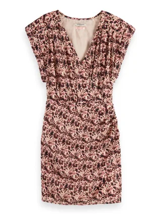Scotch & Soda - Minikleid mit Allover Muster pink/lila - Gr. - 38
