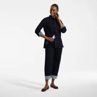 Lands' End x Lulu Guinness Jeansbluse, Damen,  Blau, Baumwolle/Baumwoll-Mischung, by Lands' End