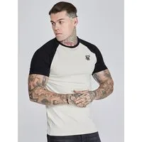 Siksilk T-Shirt SikSilk Herren Ecru Schwarzes Raglan T-Shirt