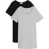 bonprix T-Shirt (Packung, 2-tlg) lockerer loose fit, Halbarm, Longshirt