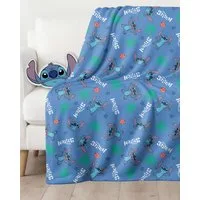 Kinderdecke Lilo & Stitch Fleece Set, Kuscheldecke und Kissen, Disney, MTOnlinehandel, Geschenkidee für Mädchen und Jungen blau/ Violett