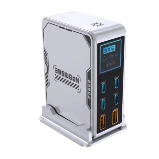 [GaN Tech] 300W 6-Port USB PD Charger 2USB-A+4USB-C PD3.0 Digital Display Fast Charging Desktop Charger Station for iPho