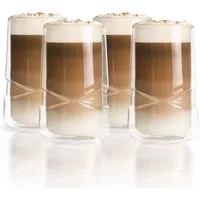 Kemes Glas Latte Macchiato Gläser Doppelwandige Thermogläser, 4-tlg., Glas