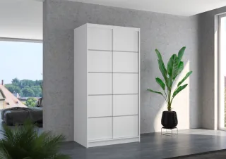 Schiebetürenschrank Schrank Nr.130 in Weiß matt 100x200x58 cm
