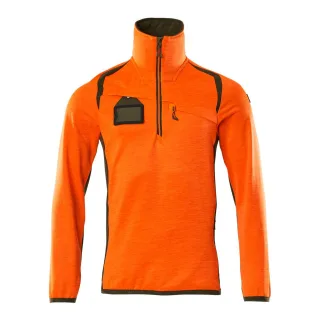 MASCOT Herren Fleecepullover mit kurzem Reißverschluss ACCELERATE SAFE Hi-vis Orange / Moosgrün S - 19303-316-1433-S