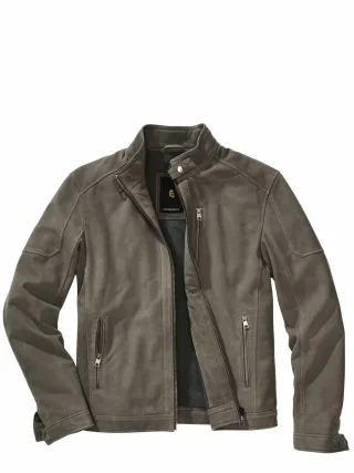 Mey & Edlich Herren Velvet-Racer-Lederjacke Grün 100 % Ziegenvelours