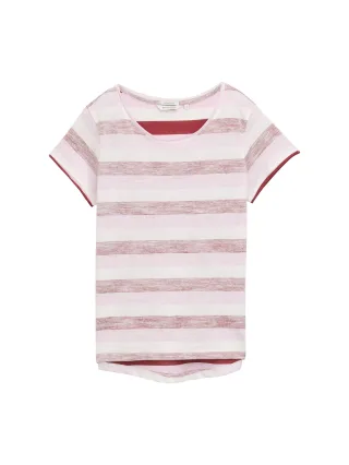 Tom Tailor - T-Shirt mit Rundhalsausschnitt deep red lilac stripe - Gr. - M