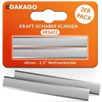 Gakago Universalschaber Ersatzklingen (2er Pack) 65mm Ziehklinge aus Wolframcarbid - für Holz, Metall, Beton oder Stein