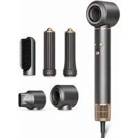 Tekoo Multihaarstyler 5-in-1 Warmluftbürste & Föhn Set, mit Lockenaufsätzen, Grau, Ionen-Funktion, Kaltlufttaste, Hochgeschwindigkeitsmotor