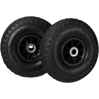 relaxdays Sackkarren-Rad 2er Set Sackkarrenrad 3.00-4 luftbereift, Schwarz-Schwarz