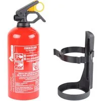 EXDINGER Pulver-Feuerlöscher kompakter BC Pulver-Autofeuerlöscher gemäß DIN EN 3-7 (1 kg), Dauerdruck, BC Pulver, (1-St) Dauerdrucklöscher, Sicherungskeil, mehrfach befüllbar