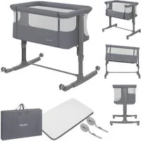 lionelo Baby-Reisebett AURORA, 3-in-1: Beistellbett, Babywiege, freistehendes Babybett