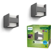Philips LED Außen-Wandleuchte 2er Pack Outdoor Ultra-Efficient Arbour up/down, LED fest integriert, Warmweiß, Lichteffekt in zwei Richtungen, anthrazit