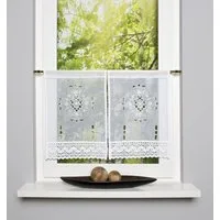 HOME WOHNIDEEN Dekoschale Home Wohnideen Fensterbilder Leinenstruktur Lochstickerei 2er Set 45