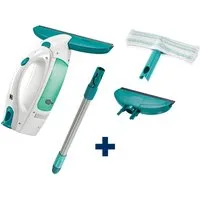 Leifheit Fenstersauger Set Fenstersauger Dry & Clean mit Stiel, Einwascher, schmaler Saugdüse, (6-St) Streifenfrei Absaugen, bis 38 Minuten Laufzeit, 43cm Stiel, 17cm Düse
