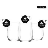LAV Gläser-Set Gaia, 12-tlg., Glas, Spülmaschinengeeignet, robust, vielseitig einsetzbar