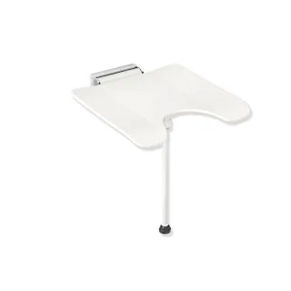 Hewi System 900 Duschklappsitz 900.51.2144098 Edelstahl verchromt, Polyamid signalweiß, mit Schamausschnitt