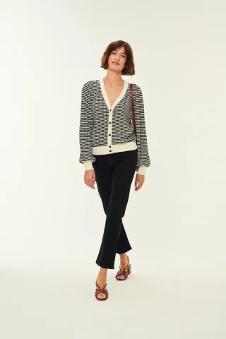 des petits hauts - Strickjacke - Azelie schwarz/beige - Gr. - 2