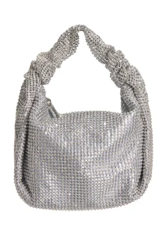 hey kyla - Henkeltasche aus glänzendem Strassgewebe silver - Gr. - OS