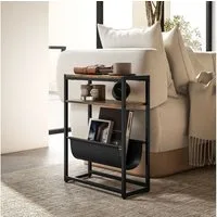 HOMCOM Beistelltisch V-förmiger Magazinhalter (Couchtisch, 1-St., Nachttisch), 43 x 18 x 56 cm, Rustikal Braun