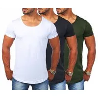 Young & Rich T-Shirt Herren Uni Basic rundhals Ausschnitt vintage Look Unterziehshirt 1702 Rundhalsauschnitt unifarben kurzarm slim fit