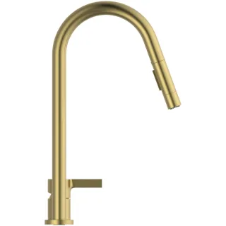 Ideal Standard 2-Loch-Küchenarmatur Gusto Ausladung 240mm 2F-Brause Brushed Gold, BD424A2 BD424A2