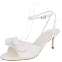Ital-Design Damen Sandalette mit Schleifendetail und T-Steg Sandalette (91849058) Pfennig-/Stilettoabsatz Sandalen & Sandaletten in Weiß