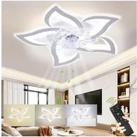 oyajia LED Deckenleuchte 75W Moderne LED-Deckenleuchte mit Lüfter, LED Deckenventilator, LED fest integriert, Kaltweiß/Naturweiß/Warmweiß, 3-Farbwechsel und 3 Geschwindigkeiten,Regelung der Innentemperatur