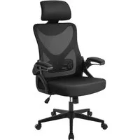 Yaheetech Drehstuhl Bequemer Bürostuhl Ergonomischer Schreibtischstuhl, Arbeitsstuhl mit Hochklappbaren Armlehnen & Verstellbarer Kopfstütze