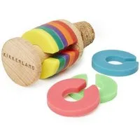 Kikkerland Küchenorganizer-Set Rainbow Drink Markers + Bottle Stopper - Glasmarkierer Weinverschluss, (9-tlg)