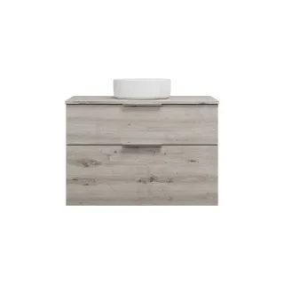 Burgbad Keramik Waschtisch-Set Eqio Eiche Dekor Silber/Alpinweiss, SGUM090F6015C0001 SGUM090F6015C0001