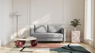 BRUNO Schlafsofa 140cm in Hellgrau | Pillow | stabiles Massivholz & Boxspringkomfort