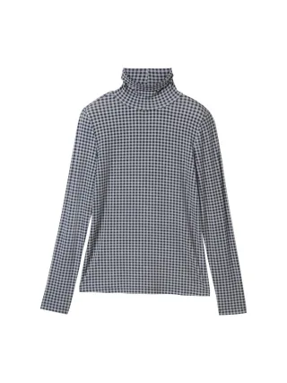 Tom Tailor - Longsleeve mit Rollkragen und Alloverprint blau - Gr. - XXL