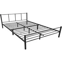 en.casa Metallbett, »Laos« 160x200 cm Bettgestell mit Lattenrost Bettrahmen Stahl Schwarz