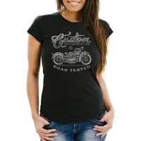 Neverless Print-Shirt Damen T-Shirt Custom Motorcycles Motorrad Biker Slim Fit mit Print
