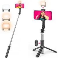 Bundviel Selfie-Stick Teleskopstativ Telefonhalter – Schwarz Selfie-Stick Klemmstativ