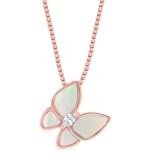 Damenkette mit Schmetterlingsanhänger, roségold plattiert, 925 Sterling Silber BICLL016