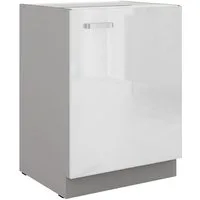 Küchen-Preisbombe Unterschrank 60 cm Küche Bianca Weiß Hochglanz + Grau Küchenzeile Küchenblock