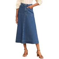 Love & Roses Midirock Love & Roses Jeans-Midirock mit tiefem Bund (1-tlg)