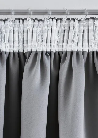bonprix Abdunkelnder Vorhang mit Glanz Druck (1er Pack), grau, Gr.245x135 cm, Abdunkelnder Fertigvorhang mit Glanz-Effekt