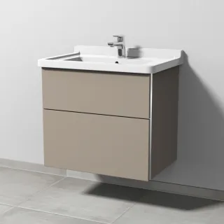 Sanipa 3way Waschtischunterbau zu Duravit Starck 3 Waschtisch mit 2 Auszügen, Sandgrau-Matt BS71067