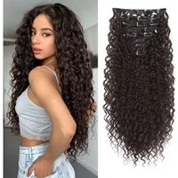 LuxusKollektion Kunsthaar-Extension Clip in Extension 9PCS 22 Inch Synthetik 56 CM Dunkelbraun rötlich