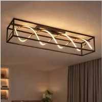 FISCHER & HONSEL LED Deckenleuchte, LED-Leuchtmittel fest verbaut, Kaltweiß, Warmweiß, Neutralweiß, Tageslichtweiß, Farbwechsel, Deckenlampe Deckenleuchte LED Fernbedienung dimmbar schwarz gold 90 cm